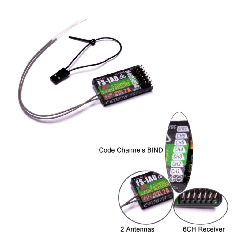 Drone Racing Receiver - Flysky FS-IA6 レシーバー 6CH デュアルアンテナ iBus