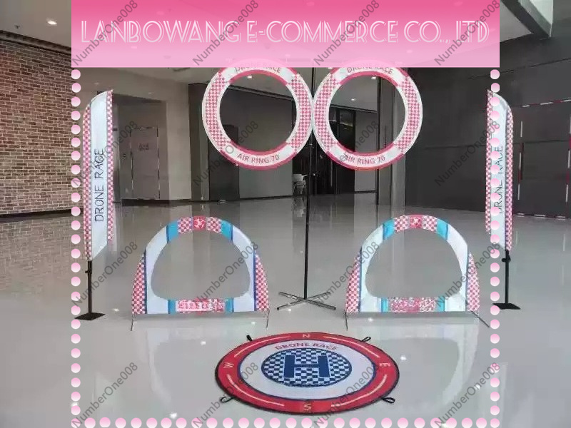 Drone Racing Flag - 19インチFPVレーシングゲートセット、4つの障害物コースキット（アーチ型ゲート、旗、離陸パッド付き）ドローン練習用